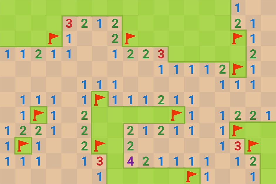 Google Minesweeper gameplay with flagged mines