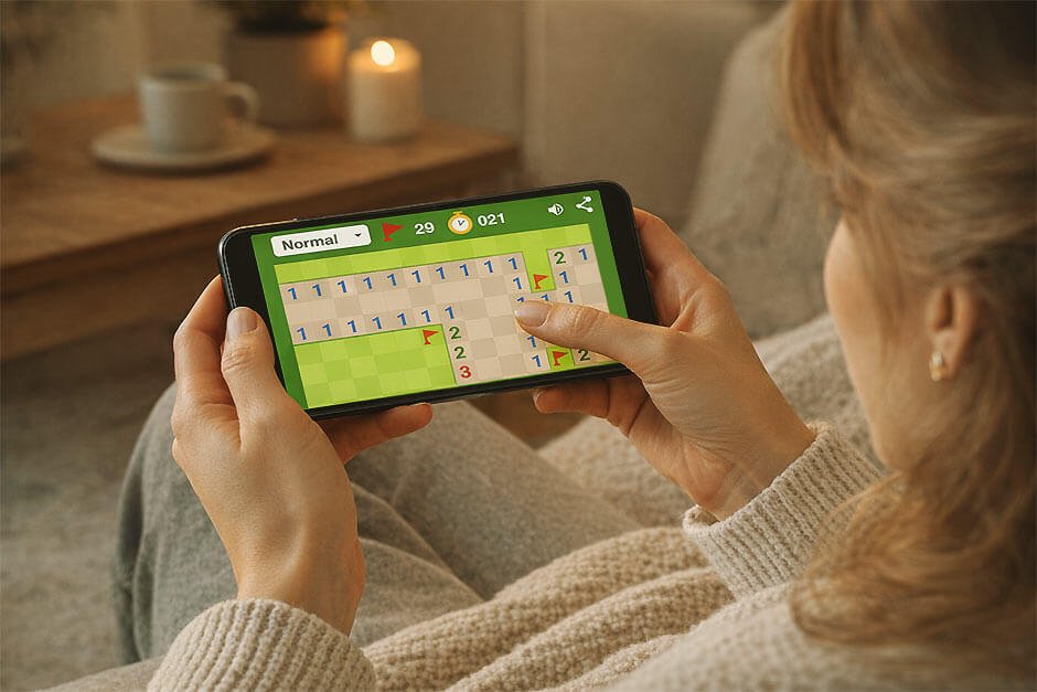 Google Minesweeper on a smartphone